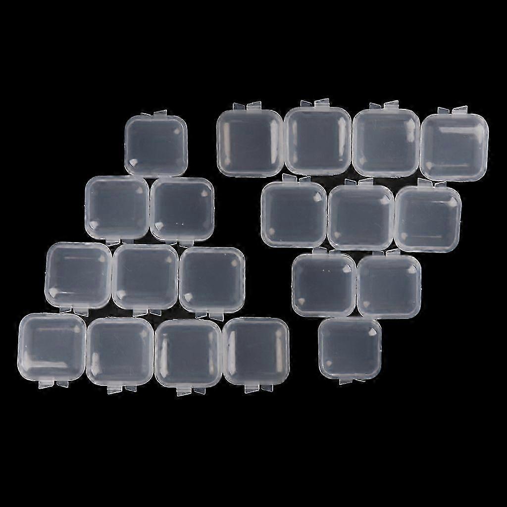 20x Mini Square Storage Containers Box with Lid Clear Plastic Box for Tiny Bead