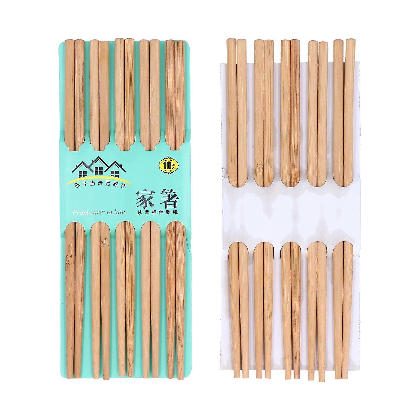 10 Pairs Reusable Bamboo Chopsticks Set for Home Dining