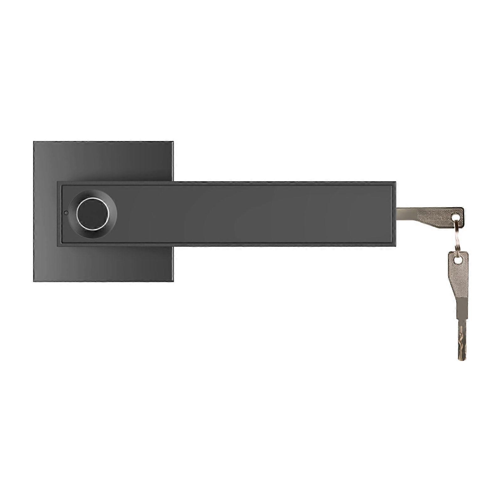 Lever Lock Set - Zinc Alloy Fingerprint Door Handle for Left/Right Open Entrance - Intelligent 30 Groups Security - Black