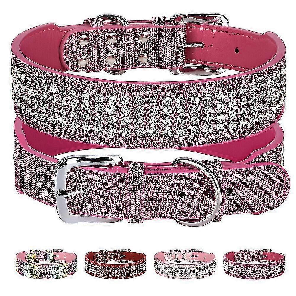 Fashionable Leather Dog Collar for Medium to Large Breeds: Adjustable and Bling Design