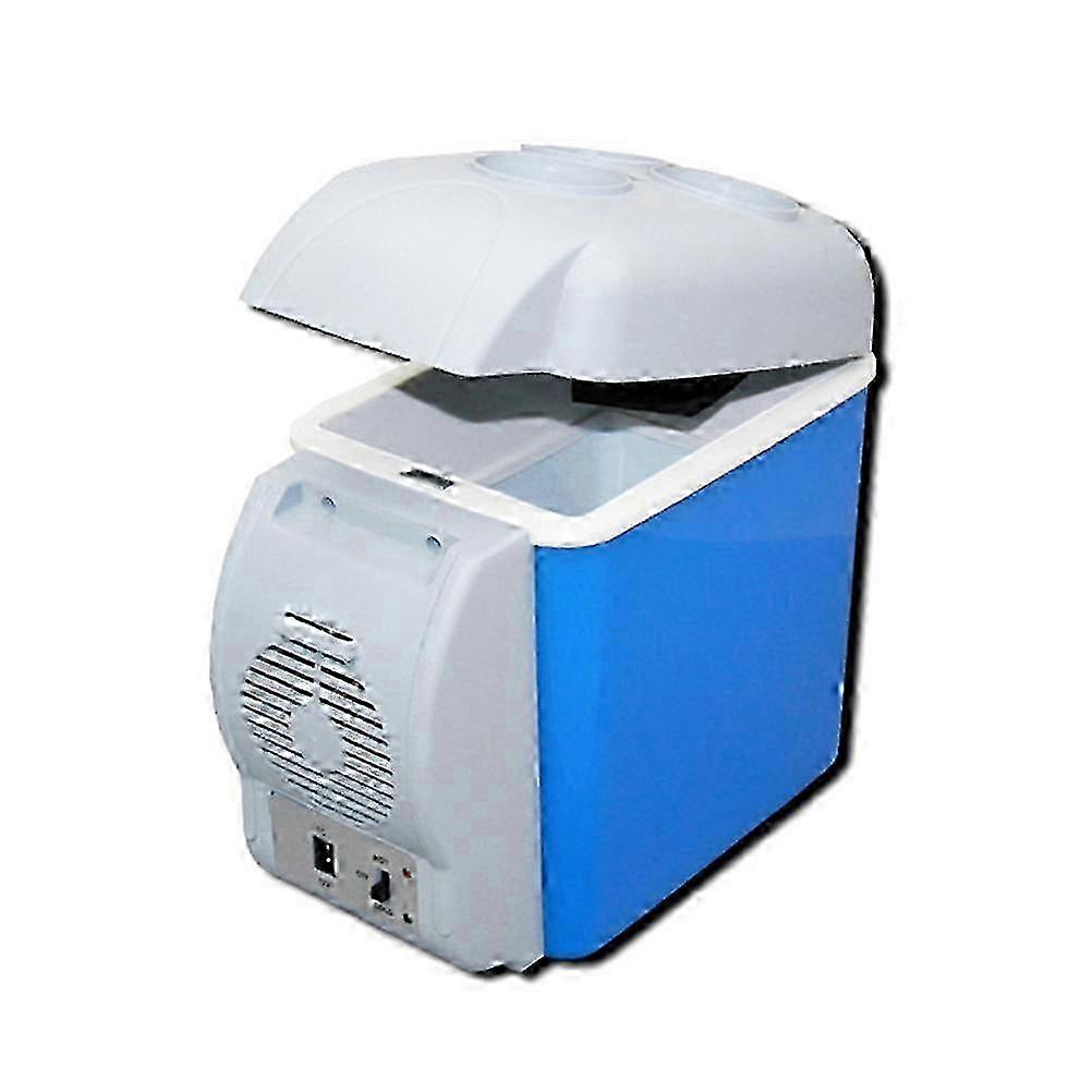 12V Portable Mini Car Fridge Cooler and Warmer Box for Vehicles, 7.5L Capacity, Blue