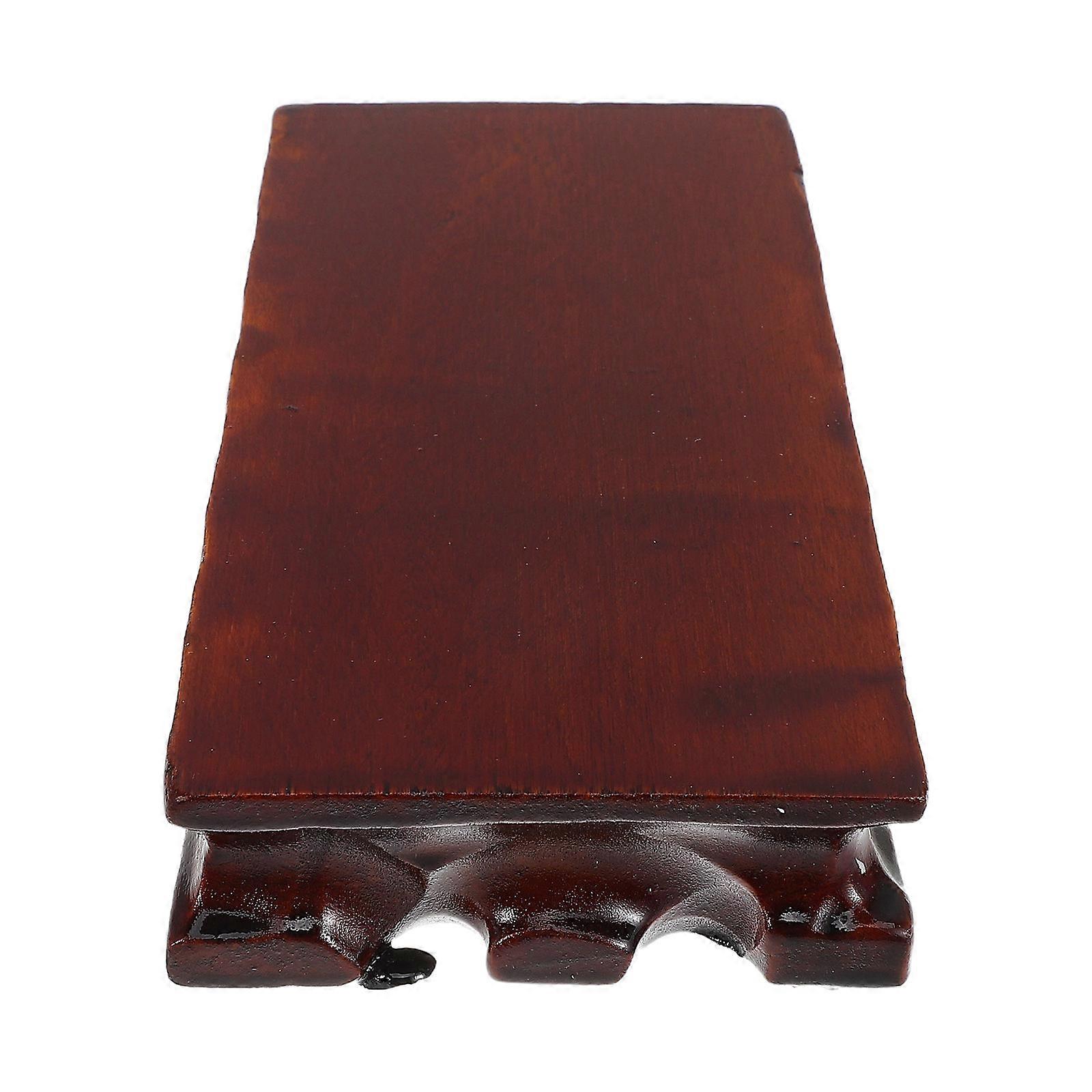 Dark Brown Wooden Base for Holding Rectangular Vase and Teapot Display