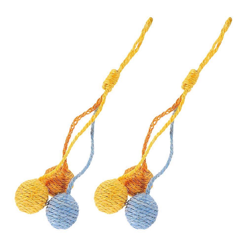 Sisal Cat Ball Toy For Indoor Cats Scratching Mental Stimulation Compact Hanging Design 6 Pcs