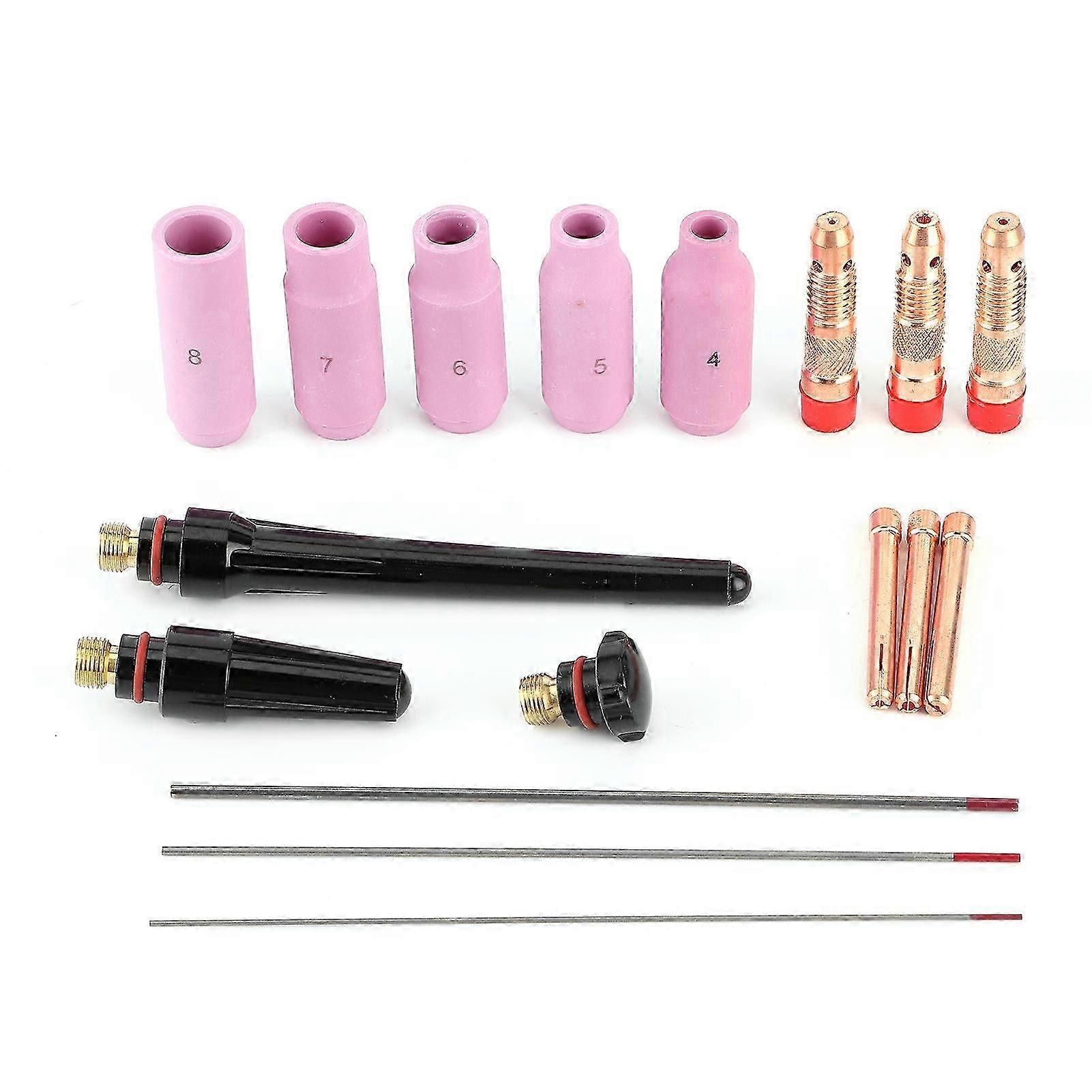17Pcs Welding Nozzle TIG Welder Contact Tip with Tungsten Wire for Torch 17/18/26