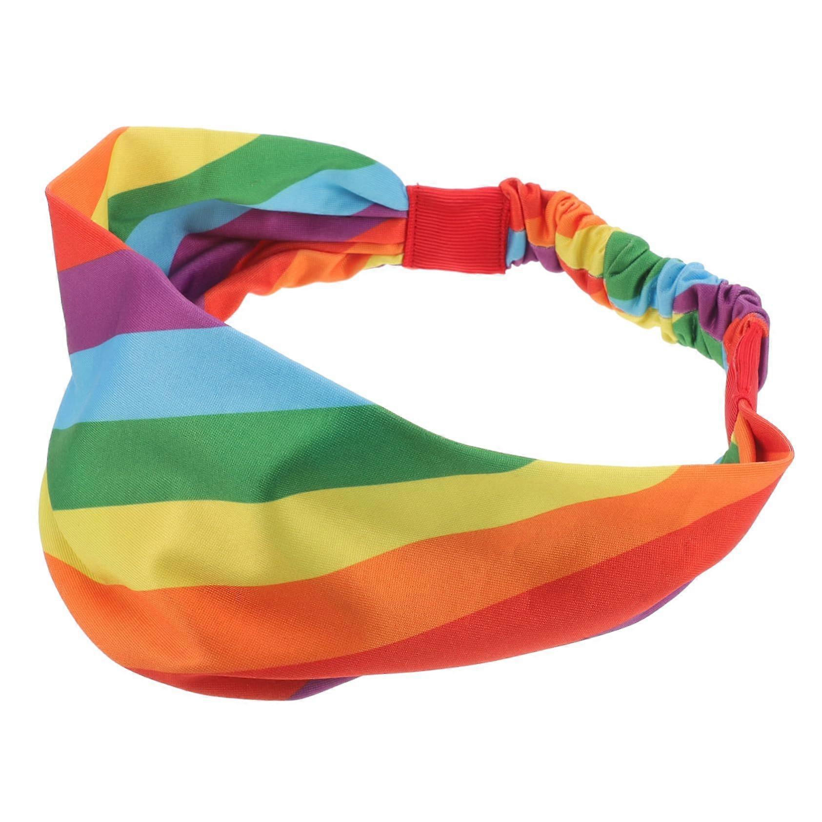 Rainbow Elastic Sports Headband for Running Yoga Soft Non Slip Women
