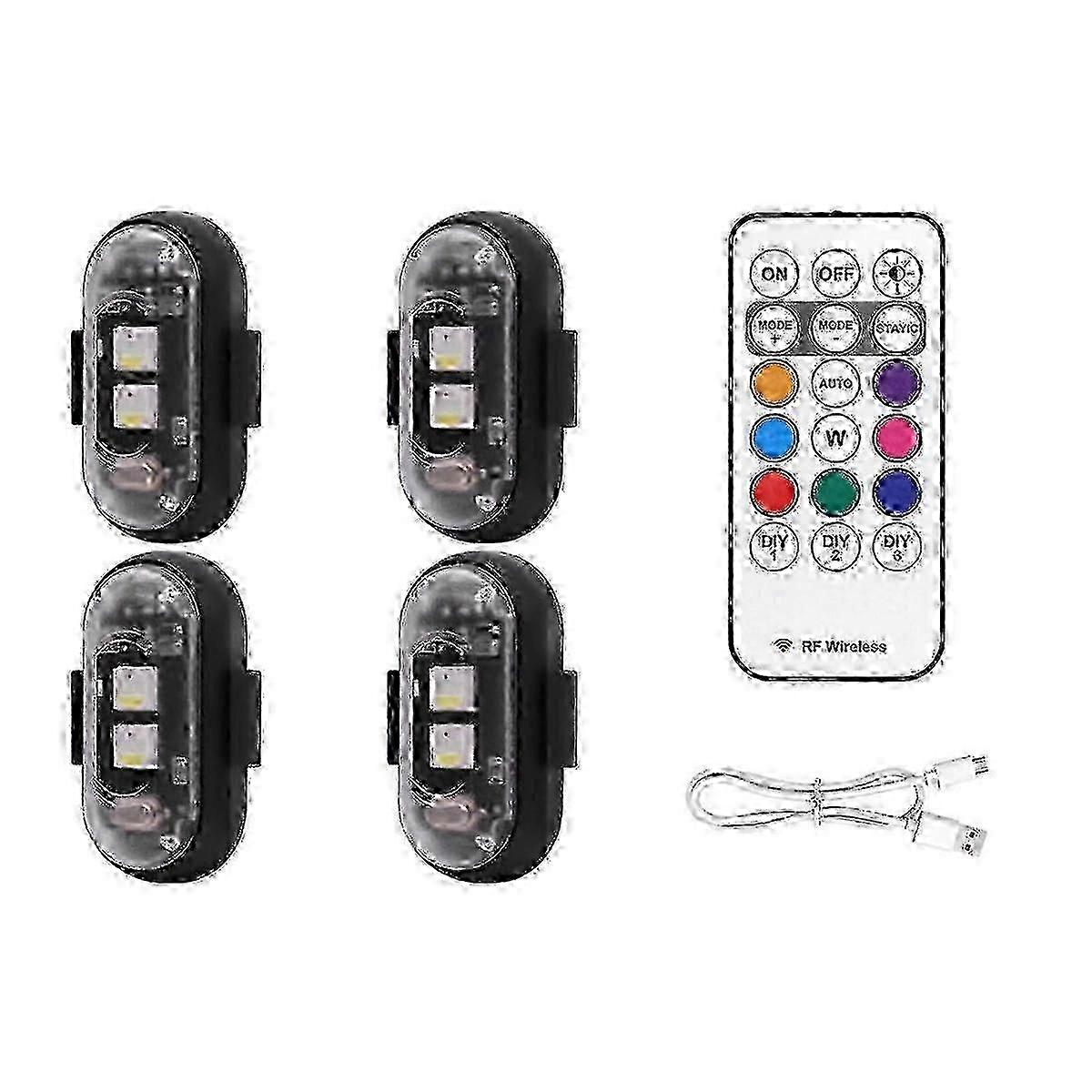 Wireless LED strobe lights, 4-piece set, remote control color change, multi-mode, long battery life