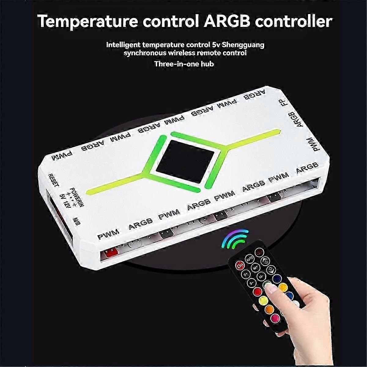 PWM fan hub with ARGB controller for computer cooling