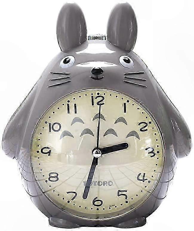 Silent LED Alarm Clock with Snooze and Night Light Function - Totoro Design for Kids & Teens (Gray)