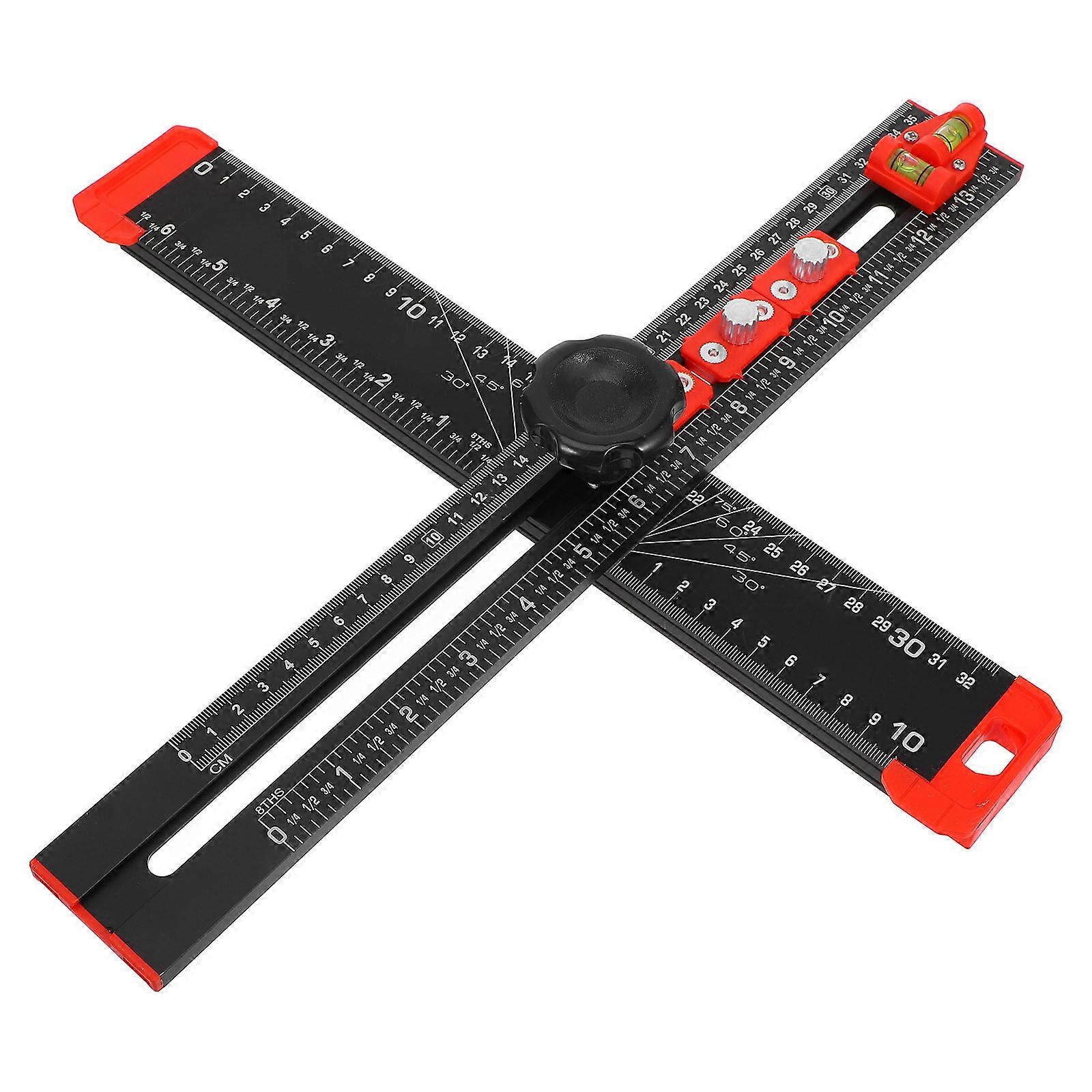 Woodworking Ruler Carpenter Tool Hole Positioning T-Square Function Multipurpose Design Multi 41.00X5.50X5.00CM 1Pcs