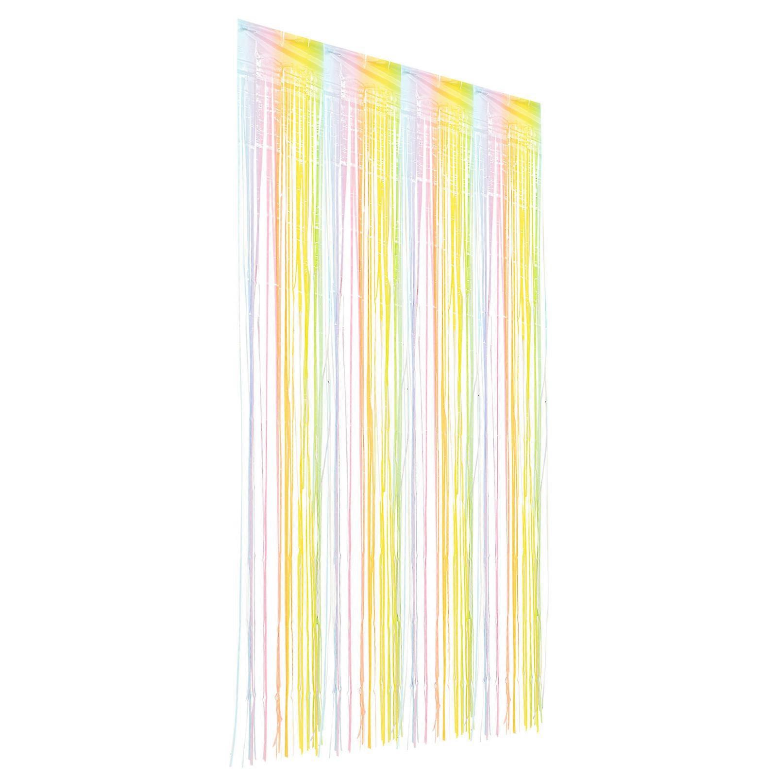 Assorted Color Fringe Foil Curtain for Party Decorations Easy Setup Reusable Background 90 x 200 cm