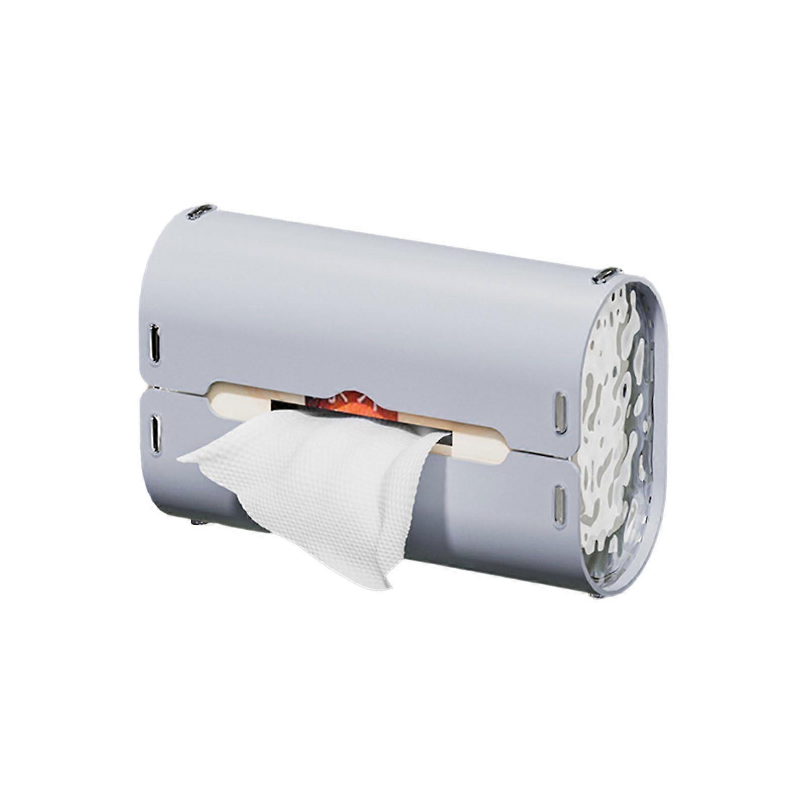 Tissue Storage Box Wall Mounted Paper Towel Dispenser No Drilling Required for Bathroom Napkin Organizer Plastic White