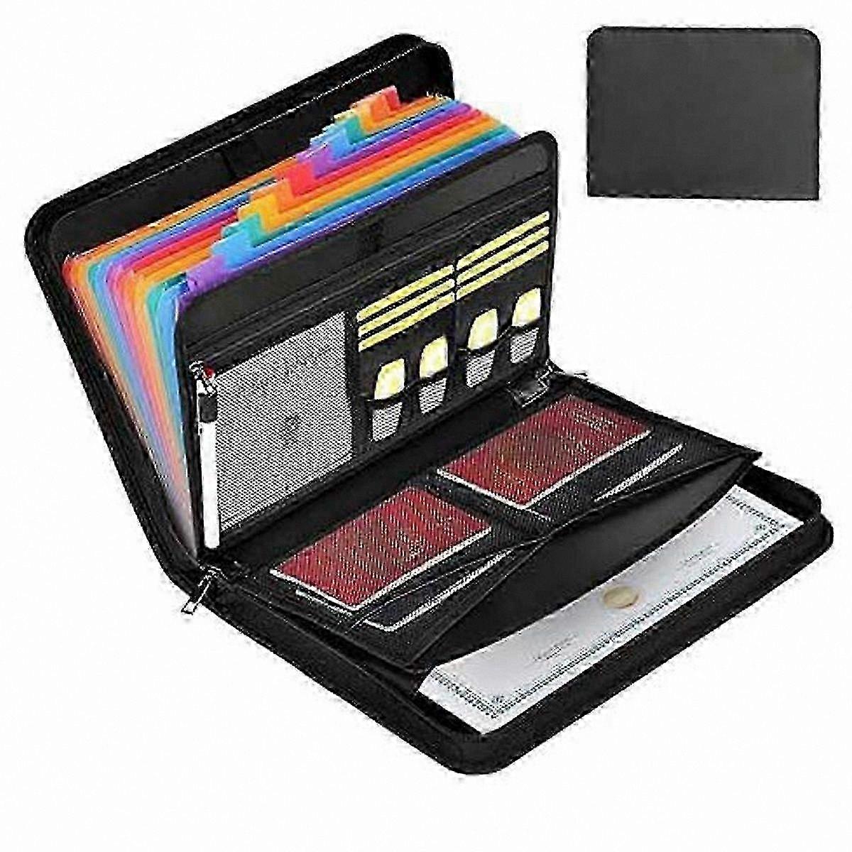 Portable Fireproof Document Organizer with Lock - 13-Compartment Expanding File Folder for Paperwork and Business Storage Solution