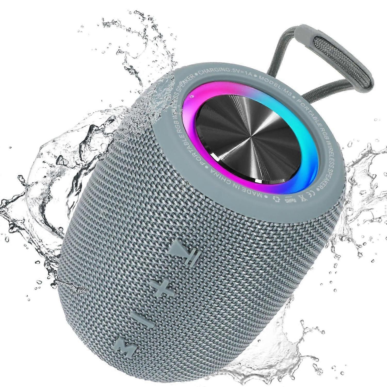 Portable Bluetooth Speaker, BT5.3 Wireless Speaker 20W Bass Diaphragms with Multi LED Light Dynamic Modes, IPX6 Waterproof 16H Playtime supports FM Mo
