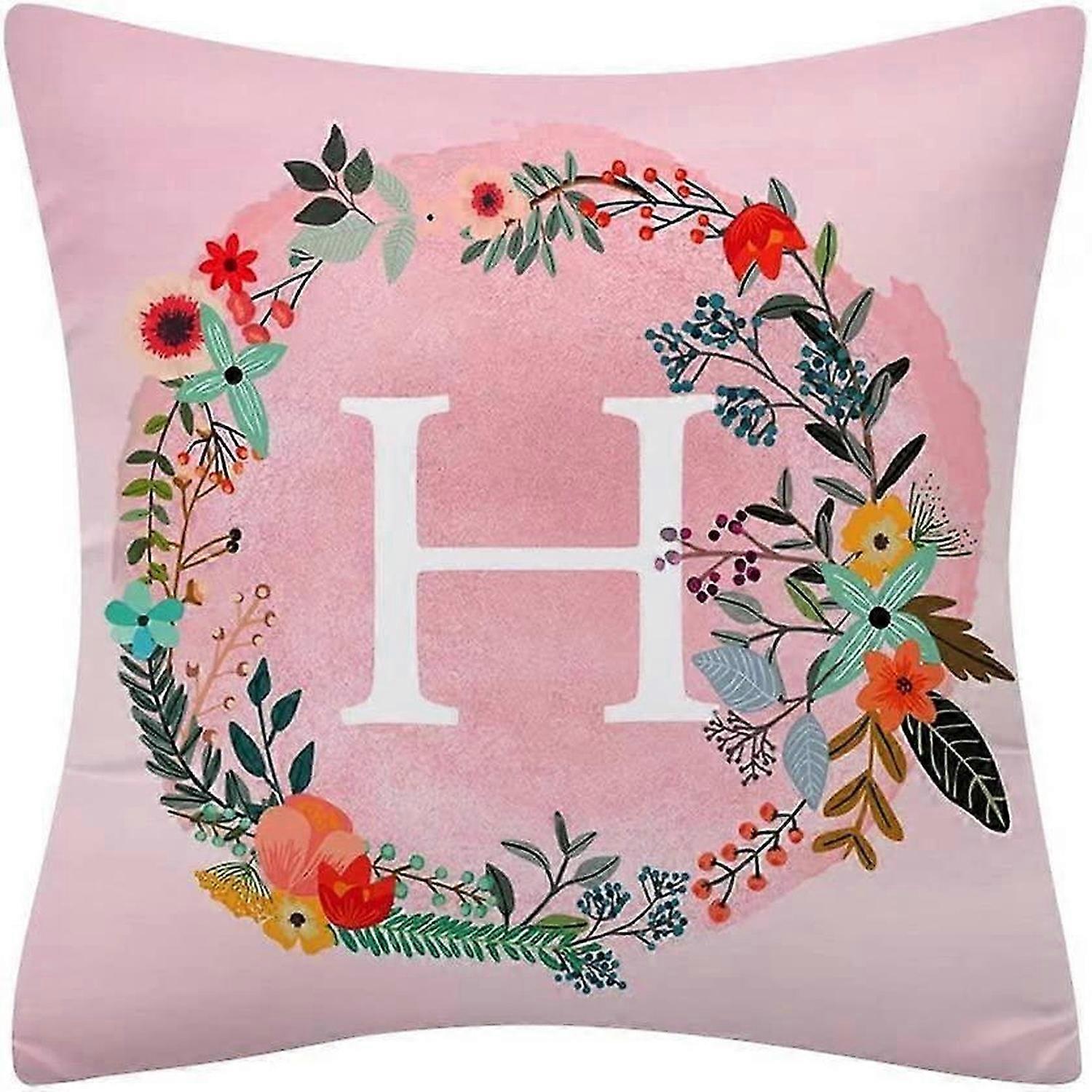 Roze polyester dubbelzijdige kussensloop met bloemenprint 44 x 44 cm (H)