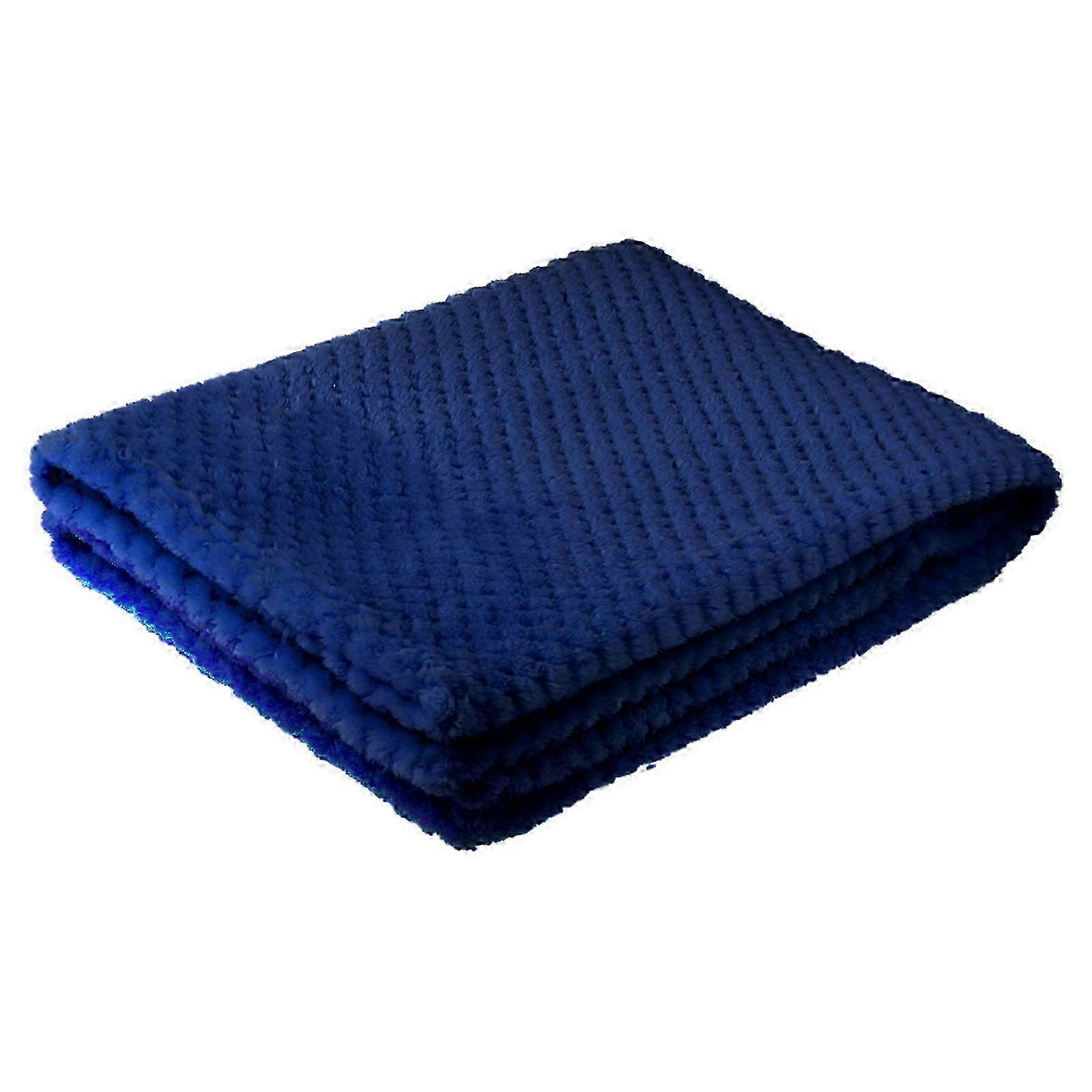 Thickened Solid Color Pineapple Grid Blanket Coral Fleece Lightweight Blanket 180x200cm Water blue
