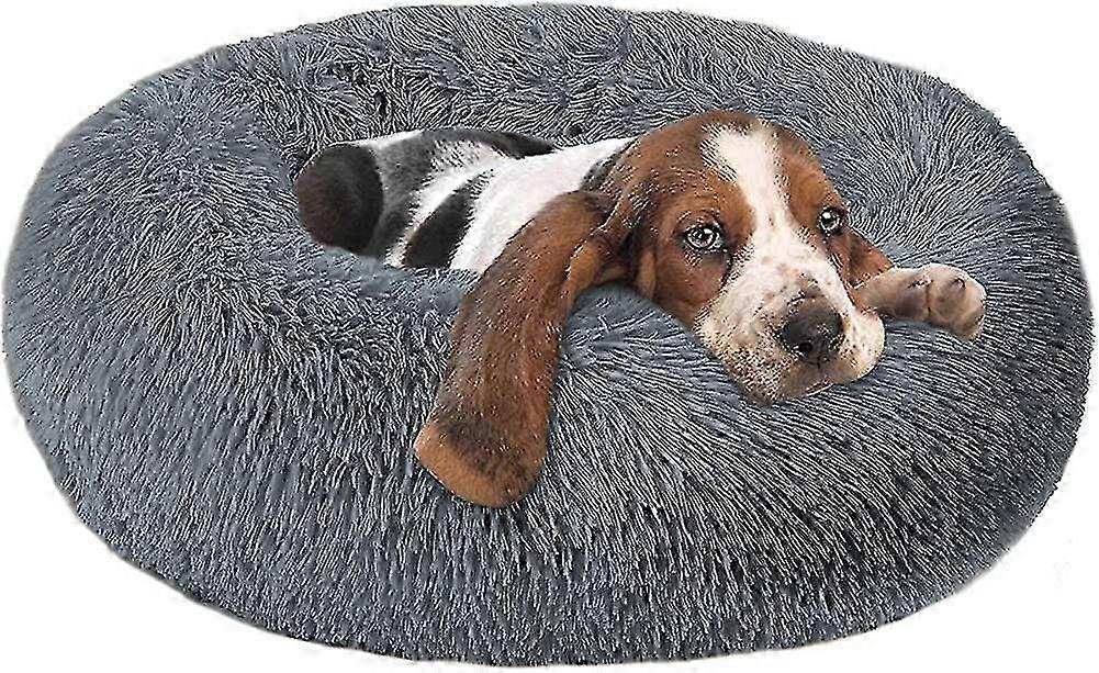Calming Dog Bed Cat Bed Donut, Faux Fur Donut Cuddler Washable Self-warming Pet