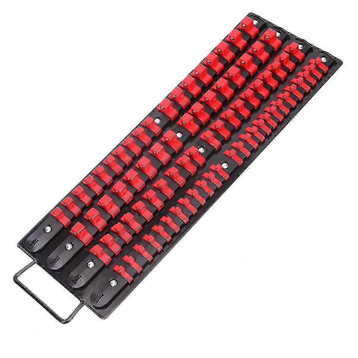 Portable 80Pcs Socket Organizer Tray 1/4-Inch 3/8-Inch 1/2-Inch Rail Rack Socket Holder with Handle Socket Storage Tool hwy