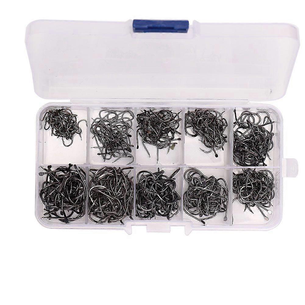 500Pcs/Box High Carbon Steel Fishhooks Sharpened Barbed Circle Fishing Hooks Set 3-12 (#2)