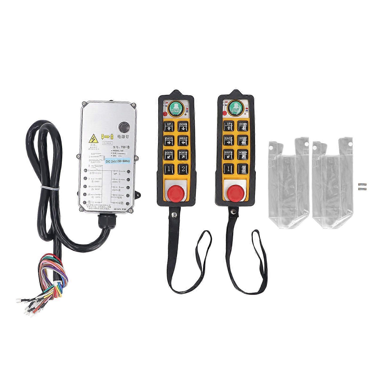 Crane Industrial Remote Control Dual Handle 6 Keys Electric Lift Wireless Switch Transmitter Receiver DC24V