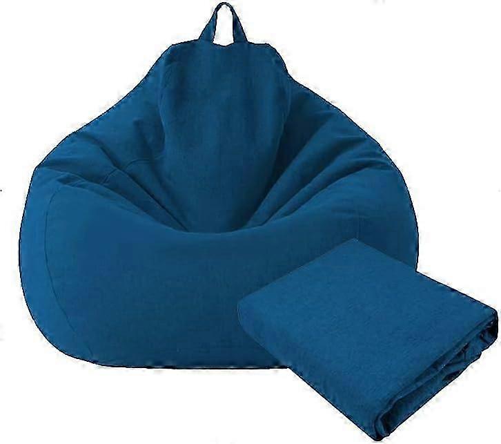 Beanbag Sofa Bag Lazy Recliner Sofa Cover Fabric Armchair Slipcovers Chairs Cover Without Filler Seat Pouf Puff Tatami Living Room Furniture (Blue, 70