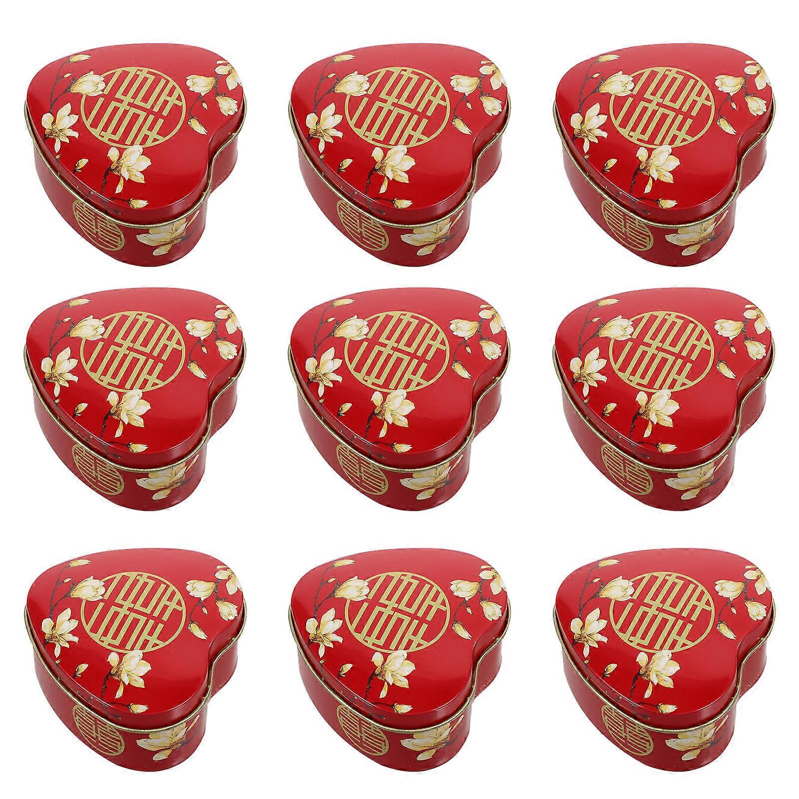 Wedding Favor Boxes Heart Boxes Candy Containers Assorted Color Tinplate Material Gift Wrapping 12Pcs