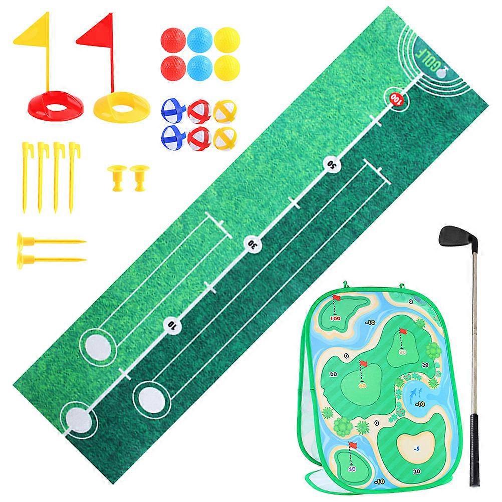 Golf Game for Kids Portable Golf Practice Kit Golf Game Mat Folding Storage Assorted Color Cloth Plastic Metal for 1 Set