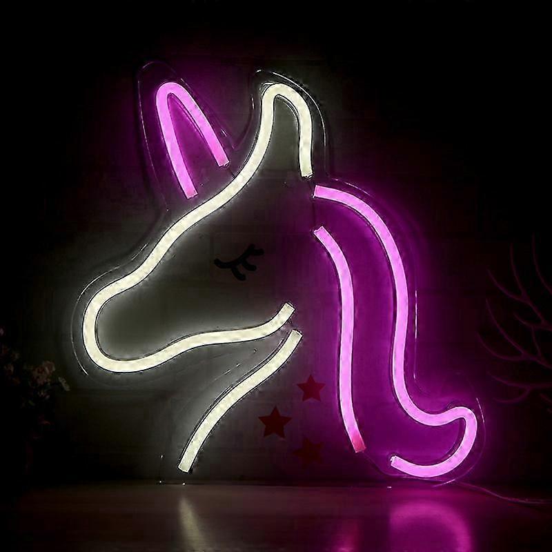 13" x 13" inch LED Neon Pink and White Unicorn Wall Sign for Cool Light, Wall Art, Bedroom Decorations, Home Accessories, Party, and Holiday Decor: P