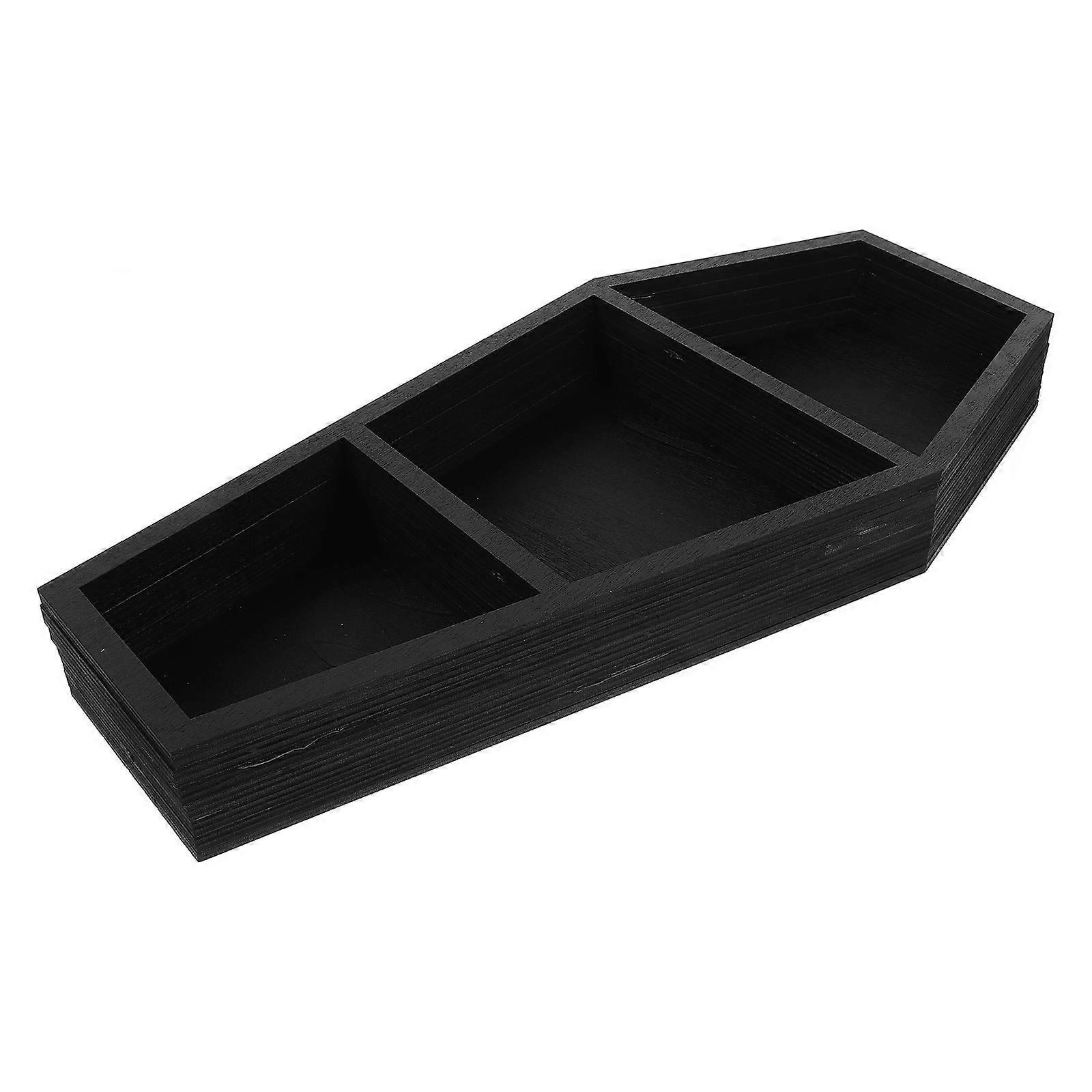 Black Coffin Shelf Wooden Storage Rack for Wall Or Desktop 2Pcs Set
