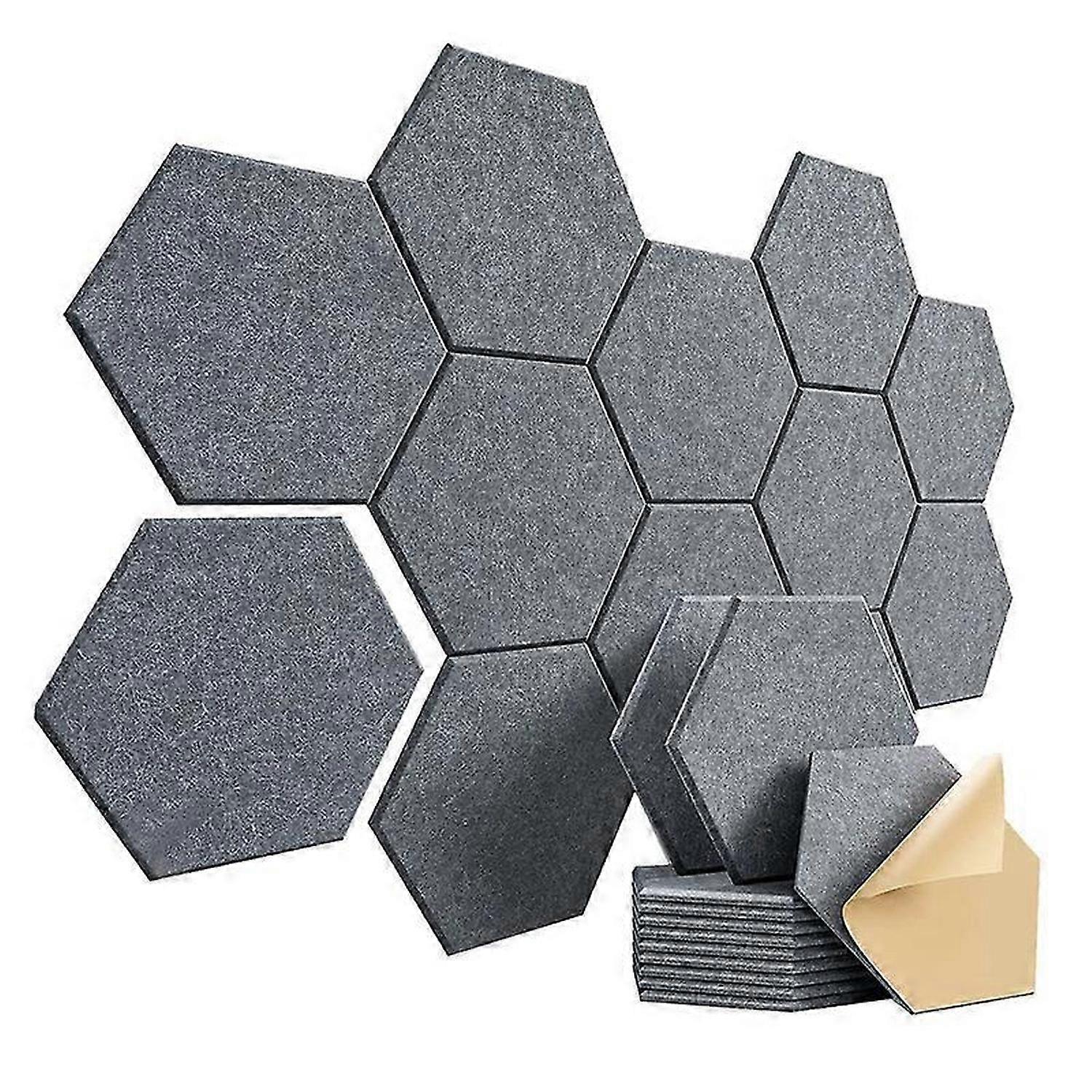 12Pcs Self-Adhesive Sound Proof Foam Acoustic Panels,12X10X0.4In Hexagonal,Reduce Noise and Echoes