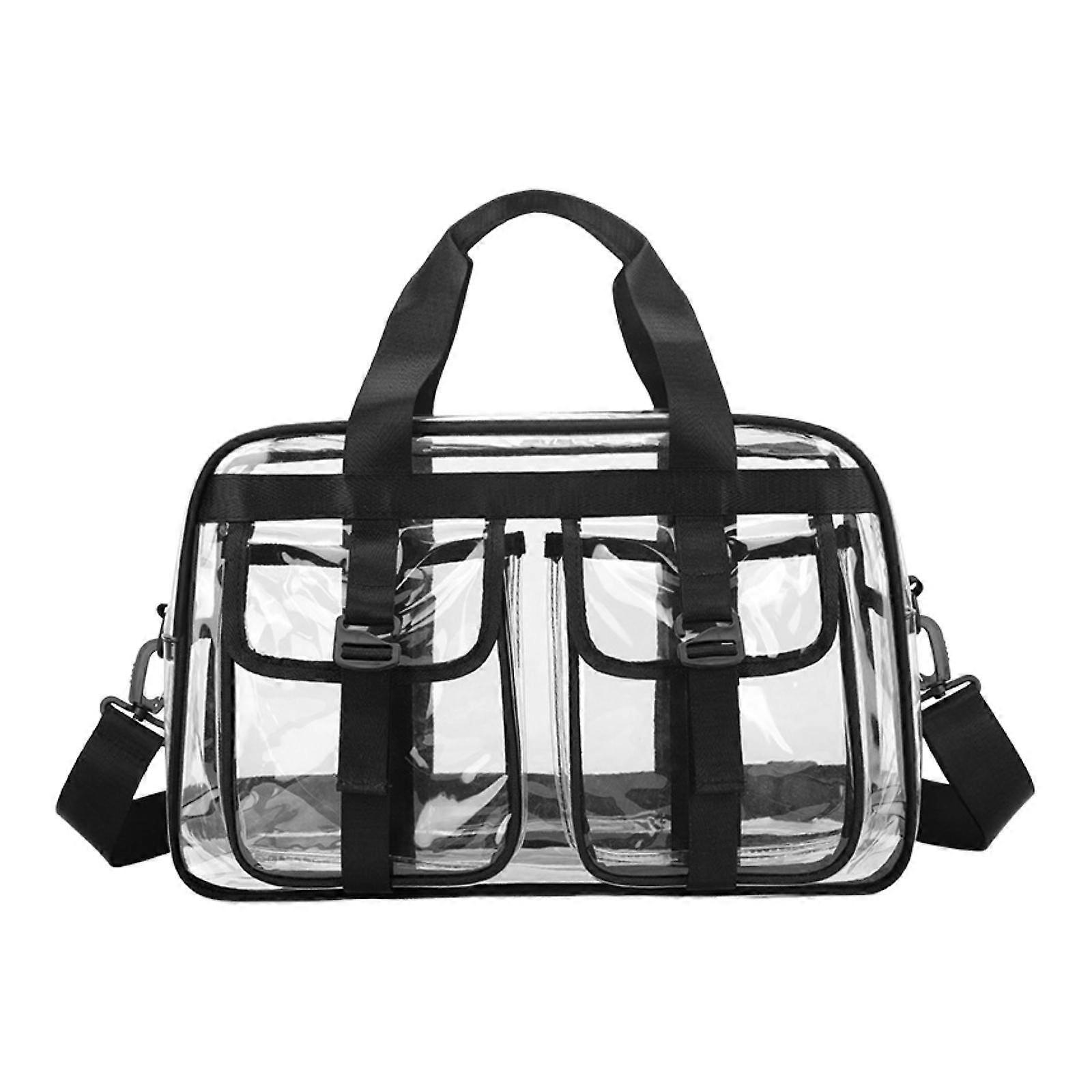 PVC Clear Tote Bag with Pockets Transparent Handbag for Commuting Sports Events