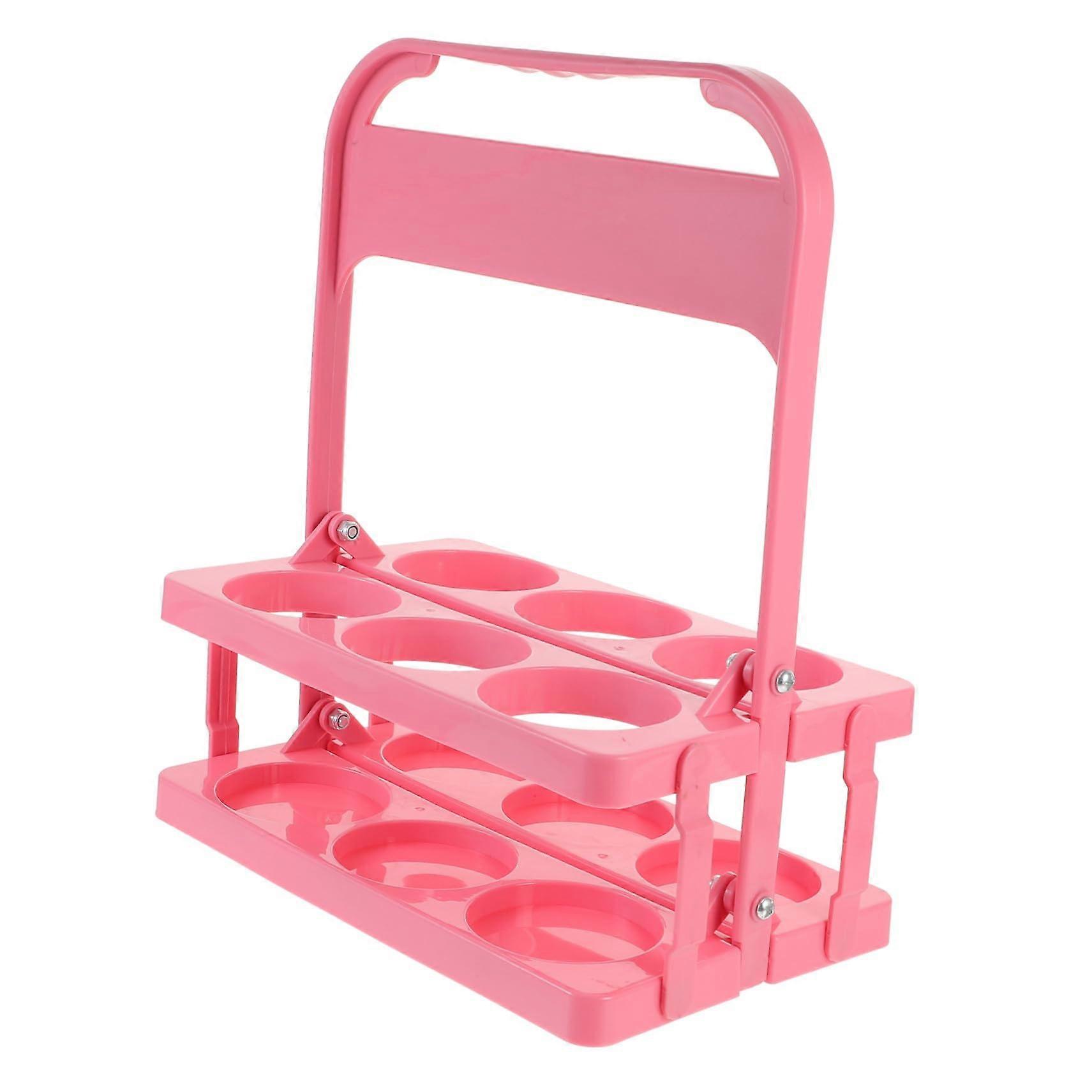 Foldable Beer Bottle Rack Sturdy Handle Portable Holder Fits Standard Bottles Pink Football Parties and Daily Use