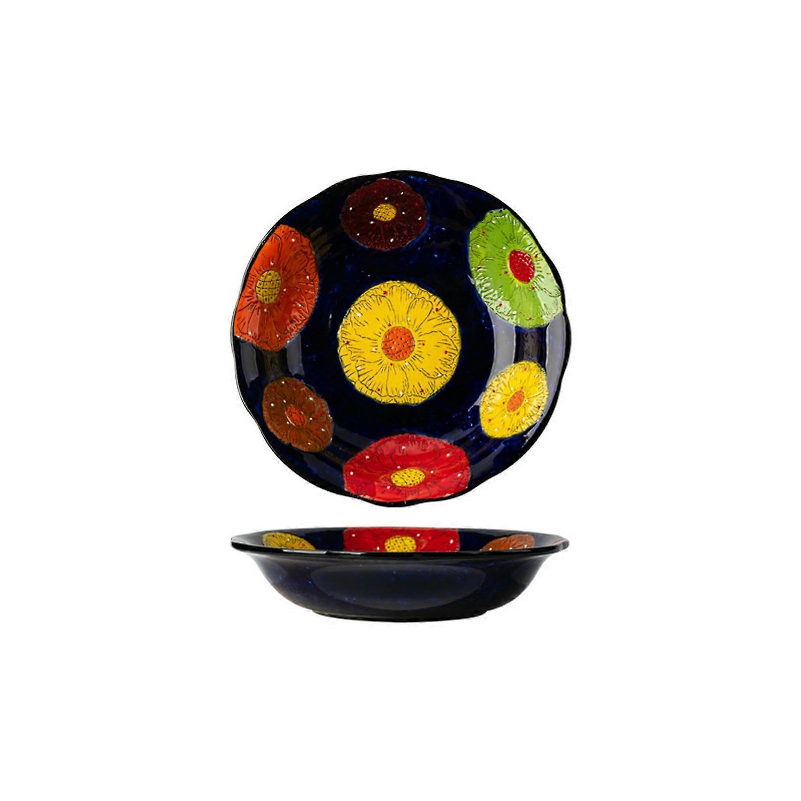 8.25 Inch Soup Plate HandPainted Pastoral Ceramic Dishware