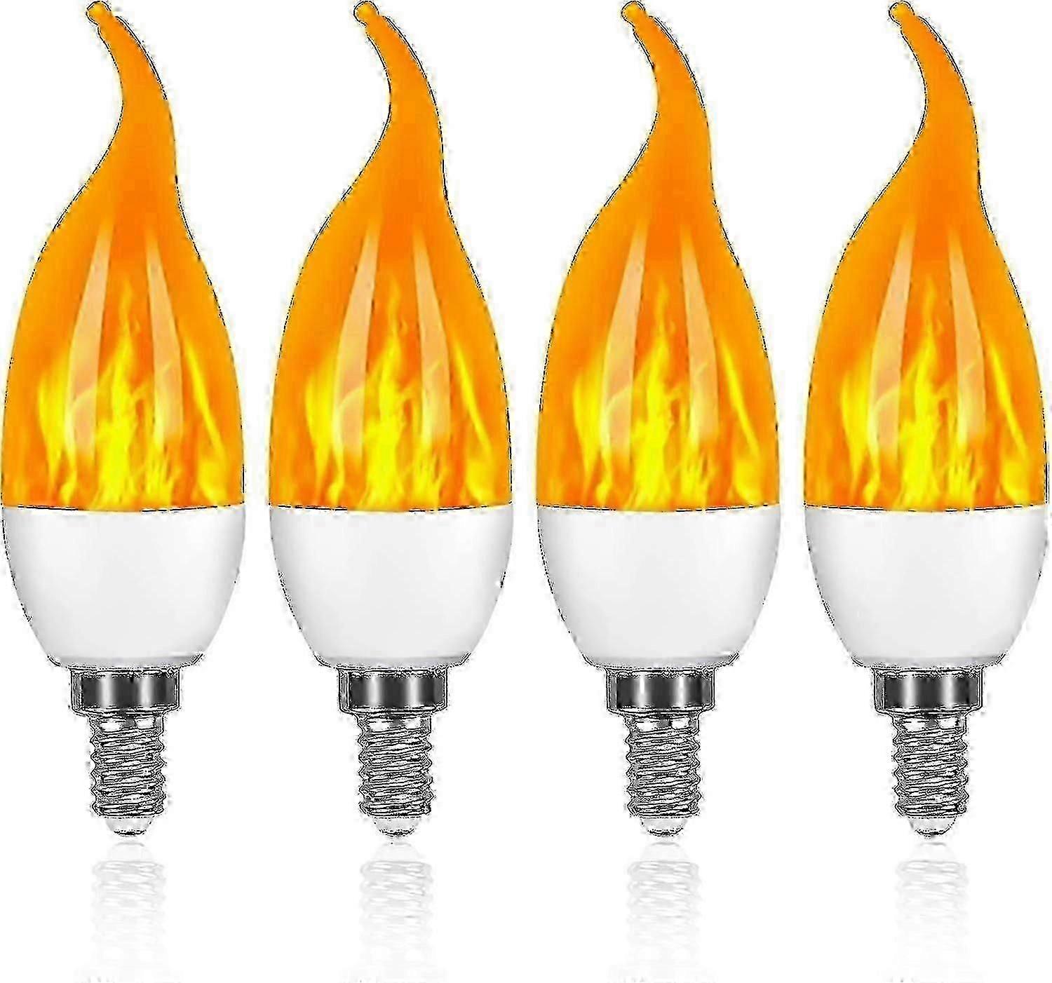 4-Pack E14 3W LED Flame Bulbs 3 Modes Decorative Lighting Effect