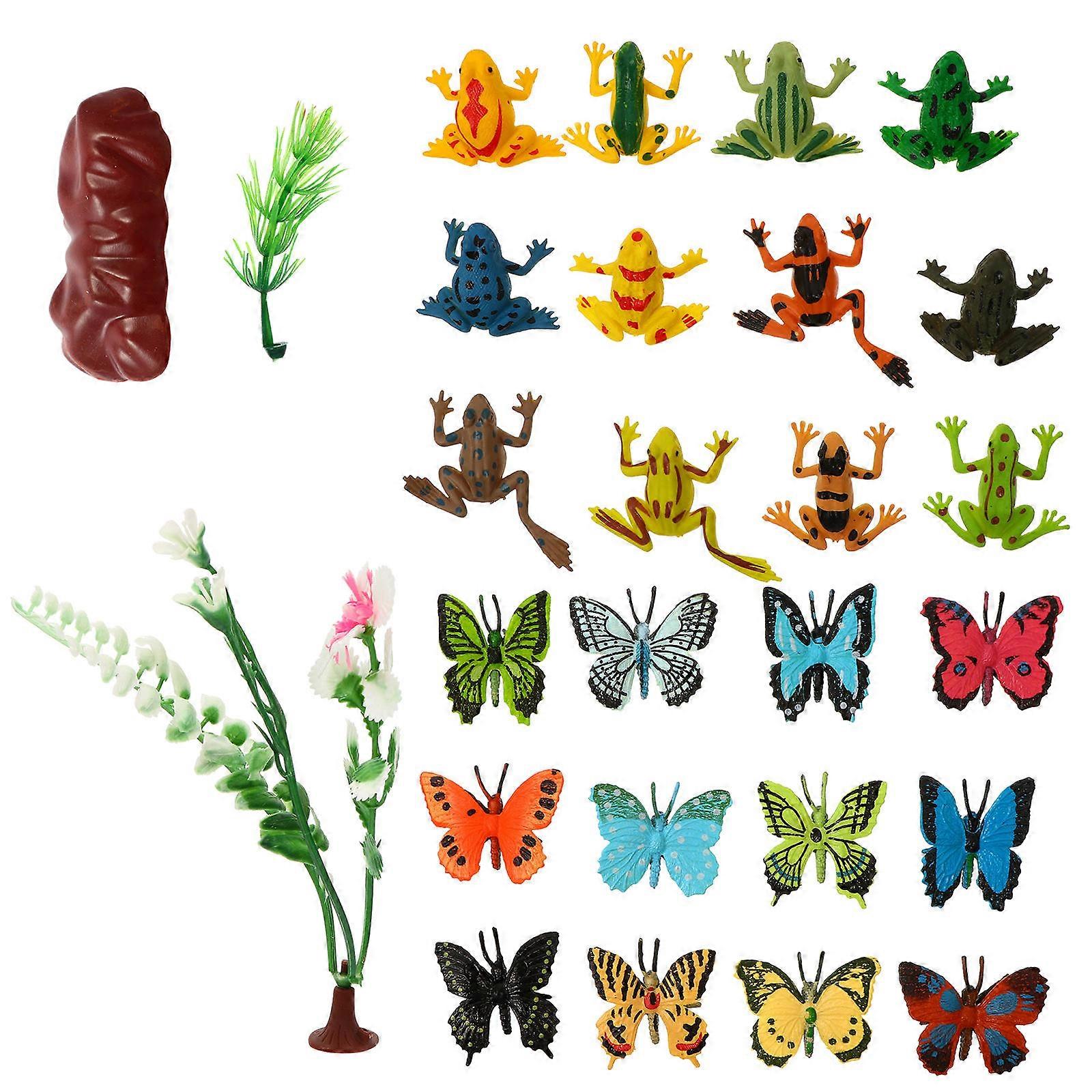 Plastic Animal Toy Animal Crafts for Decoration 24Pcs Simulation Set