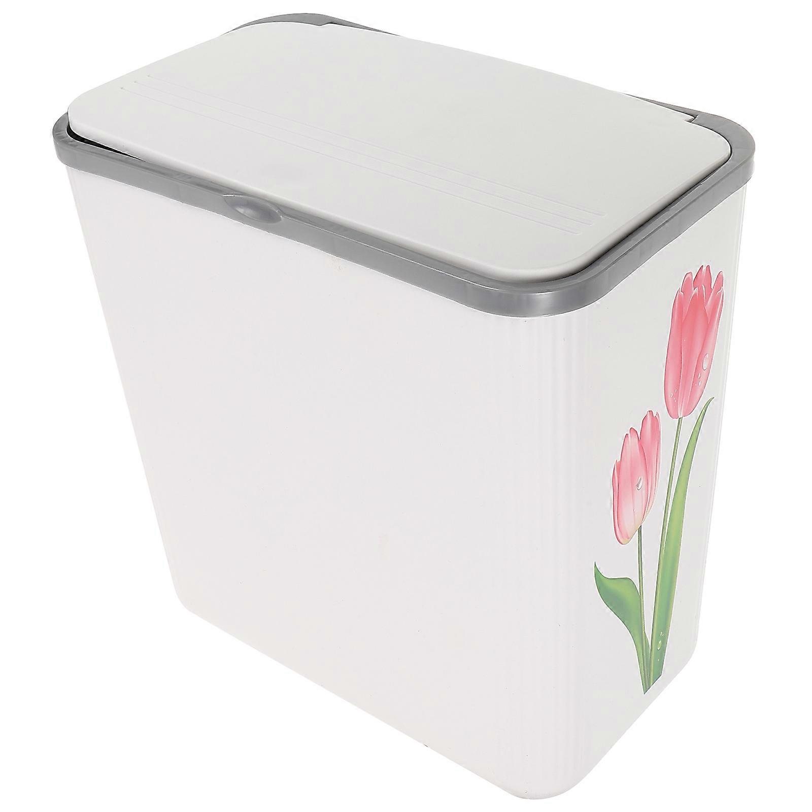 Bathroom Garbage Can White Plastic for Storage with Lid