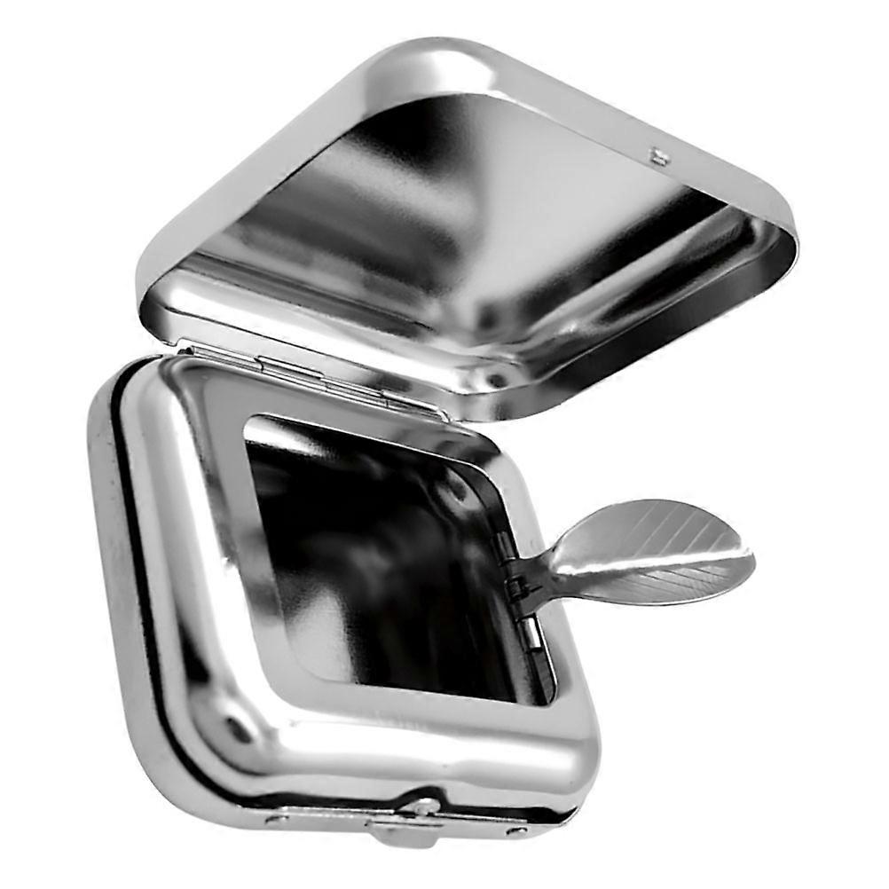 Metal Portable Mini Ashtray with Lid for Butt Storage 2Pcs