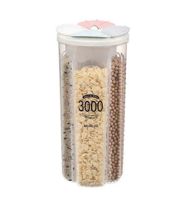 Cereal Dispensers Tubs Food Storage Containers 3000ml 4Grid Airtight Clear Plastic Calibrated For Pasta