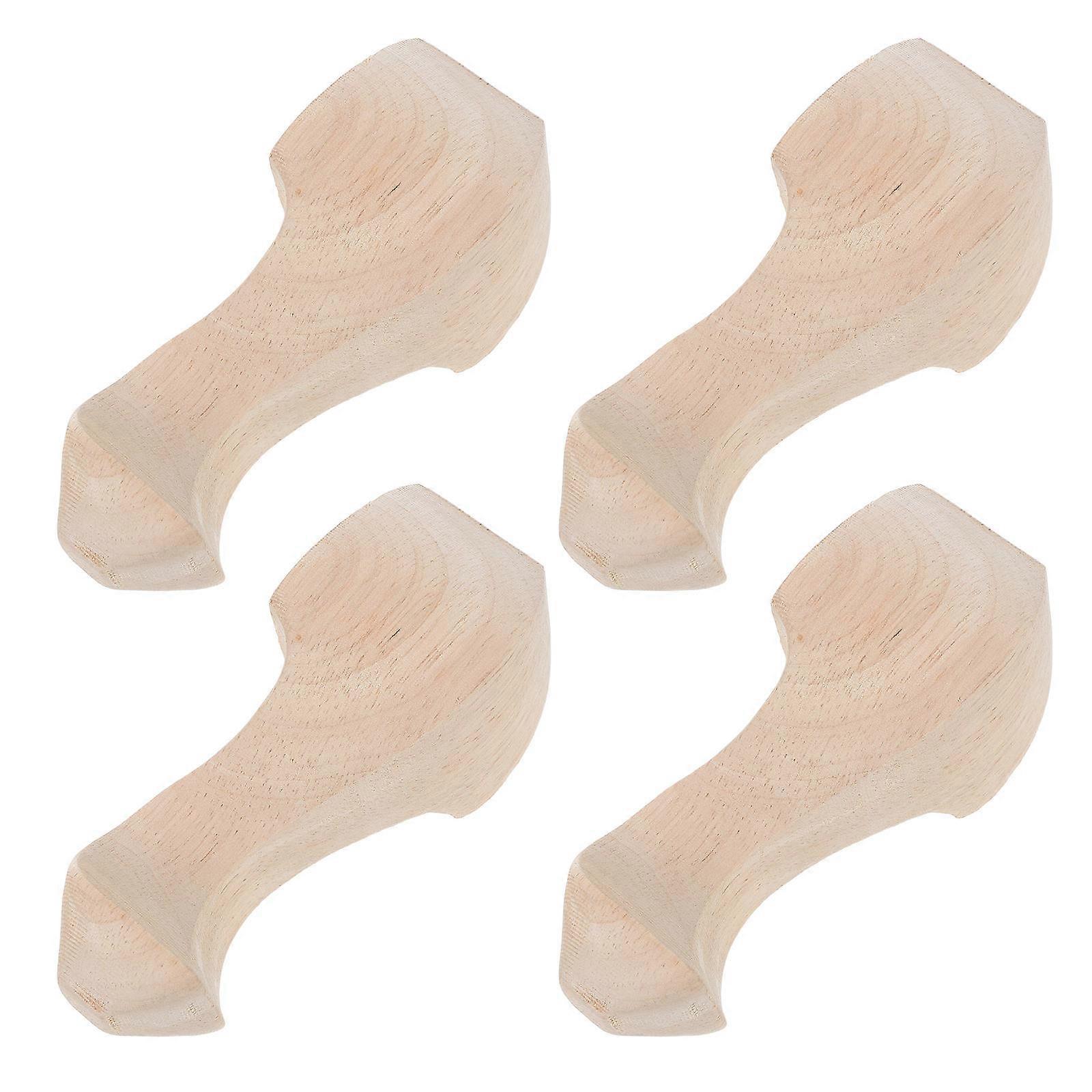 Wooden Replacement Furniture Legs: 12 Pcs Khaki Solid Wood Carved Design For Home Renovation And Assembly