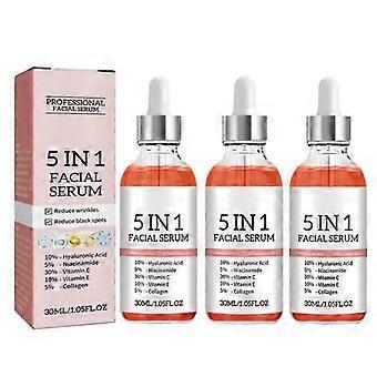 Suero facial de ácido hialurónico 5 en 1, iluminador, antiedad, con vitamina C, reduce los poros, cuidado de la piel, 30 ml (2025)