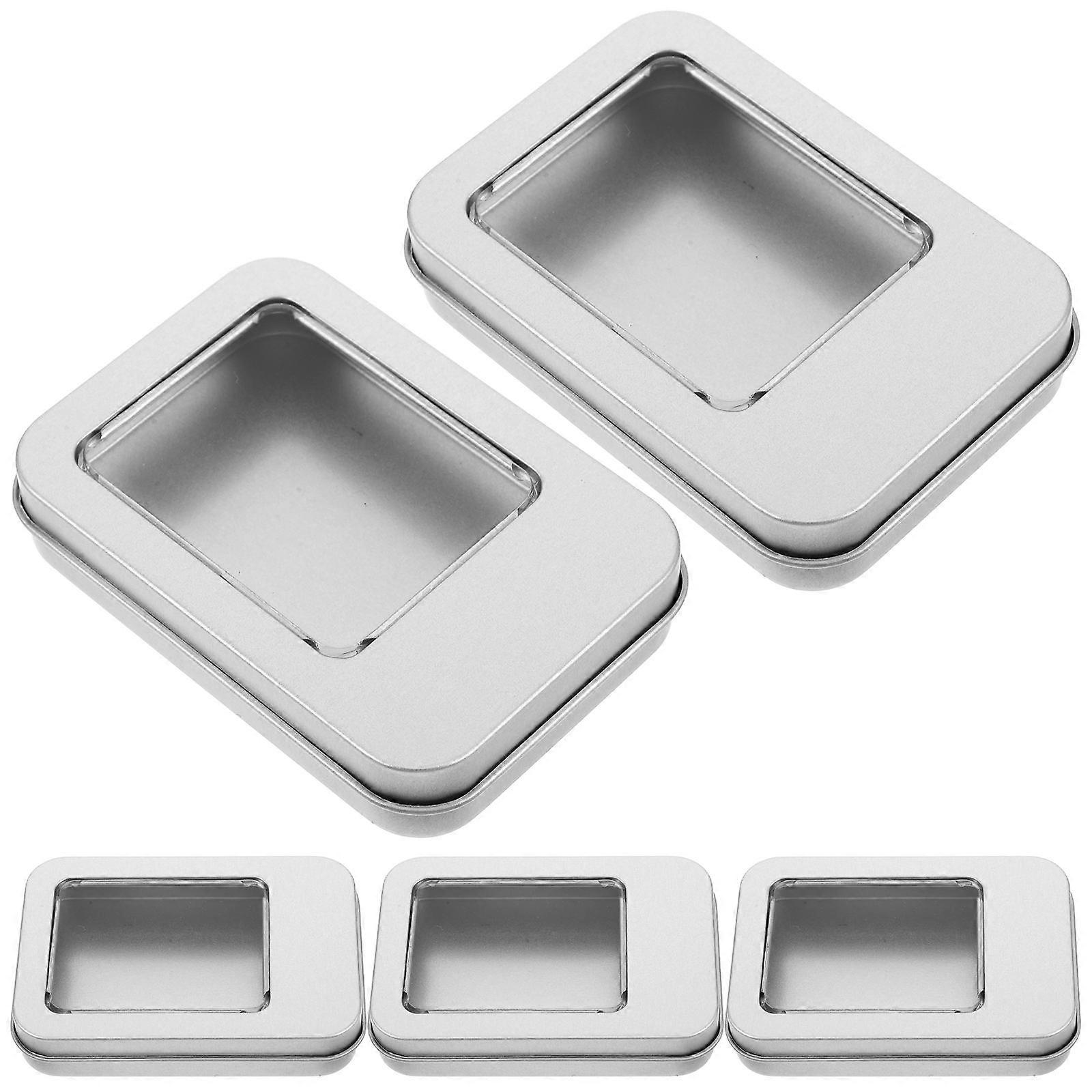 Metal Tin Box for Nail Storage Box 15Pcs with Clear Window Lid