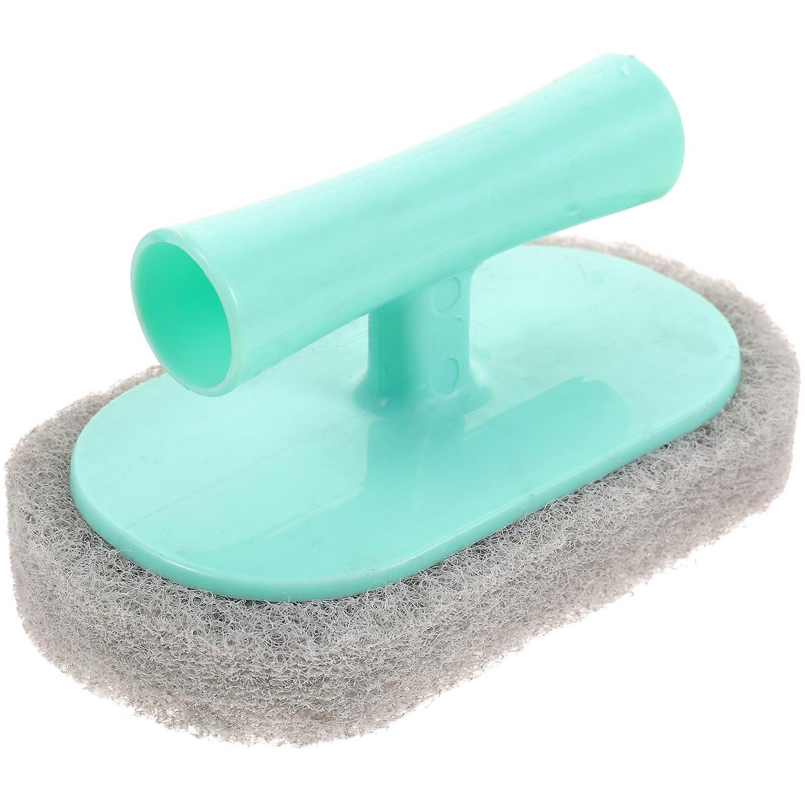 Kitchen Cleaning Pad Handle Scrubber for Durable Cleaning 2Pcs Set Beige