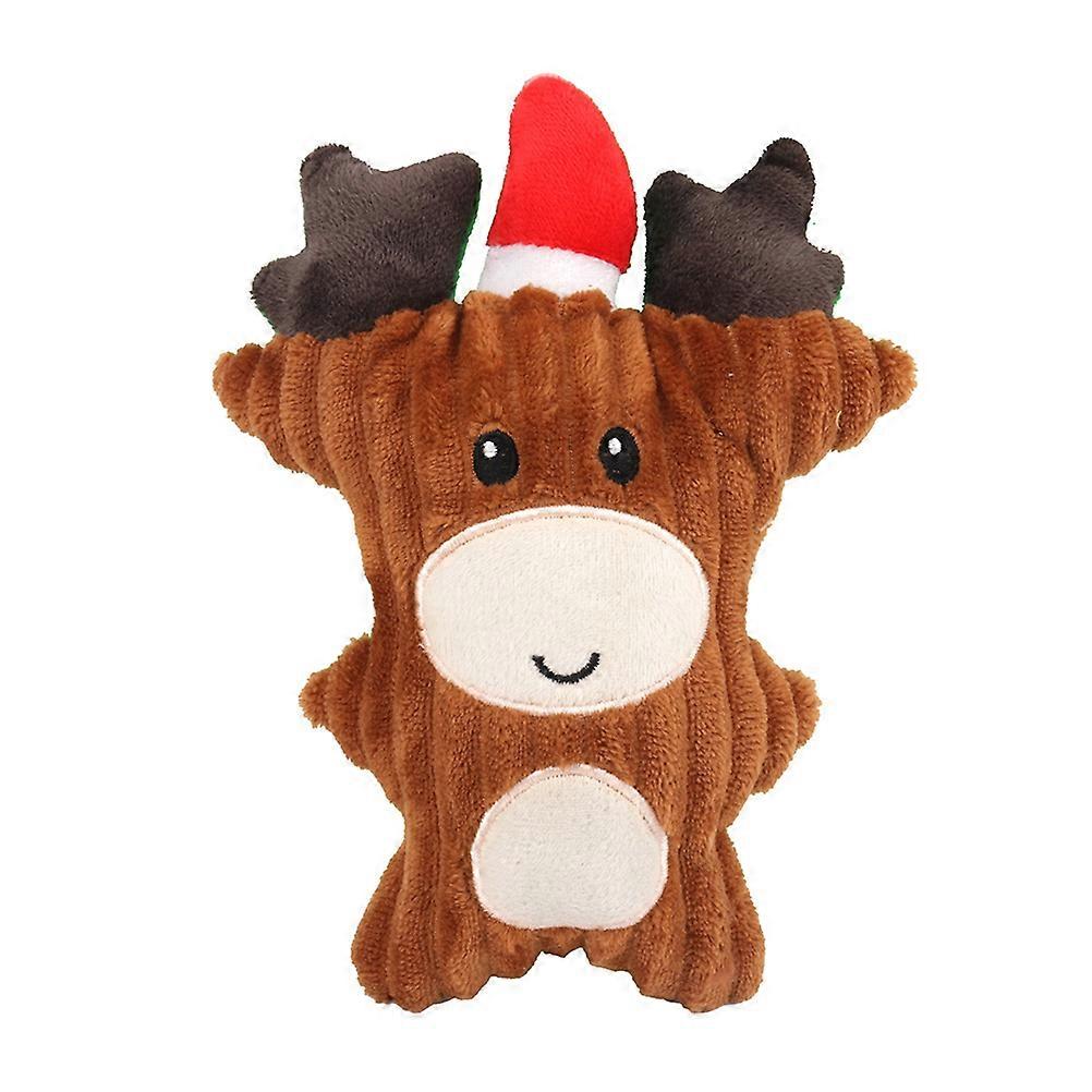 Pet Playing Toy 2Pcs Plush Deer Santa Sound Toy for Dog Chewing