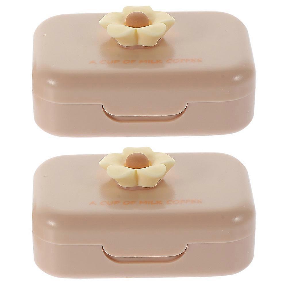 Portable Lens Box Contact-Lens Case for Storage 6Sets Light Brown Durable