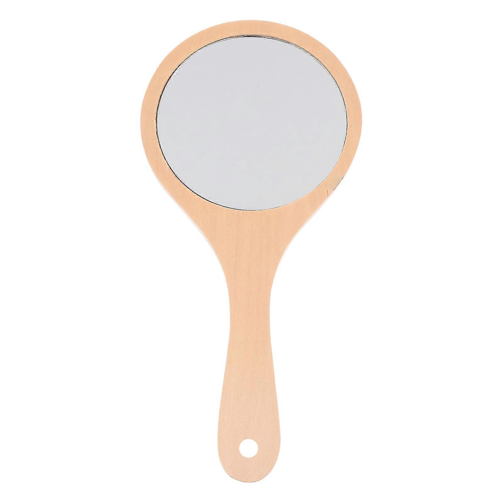 Practical Wooden Hand Mirror with Handle for Makeup 4Pcs Set