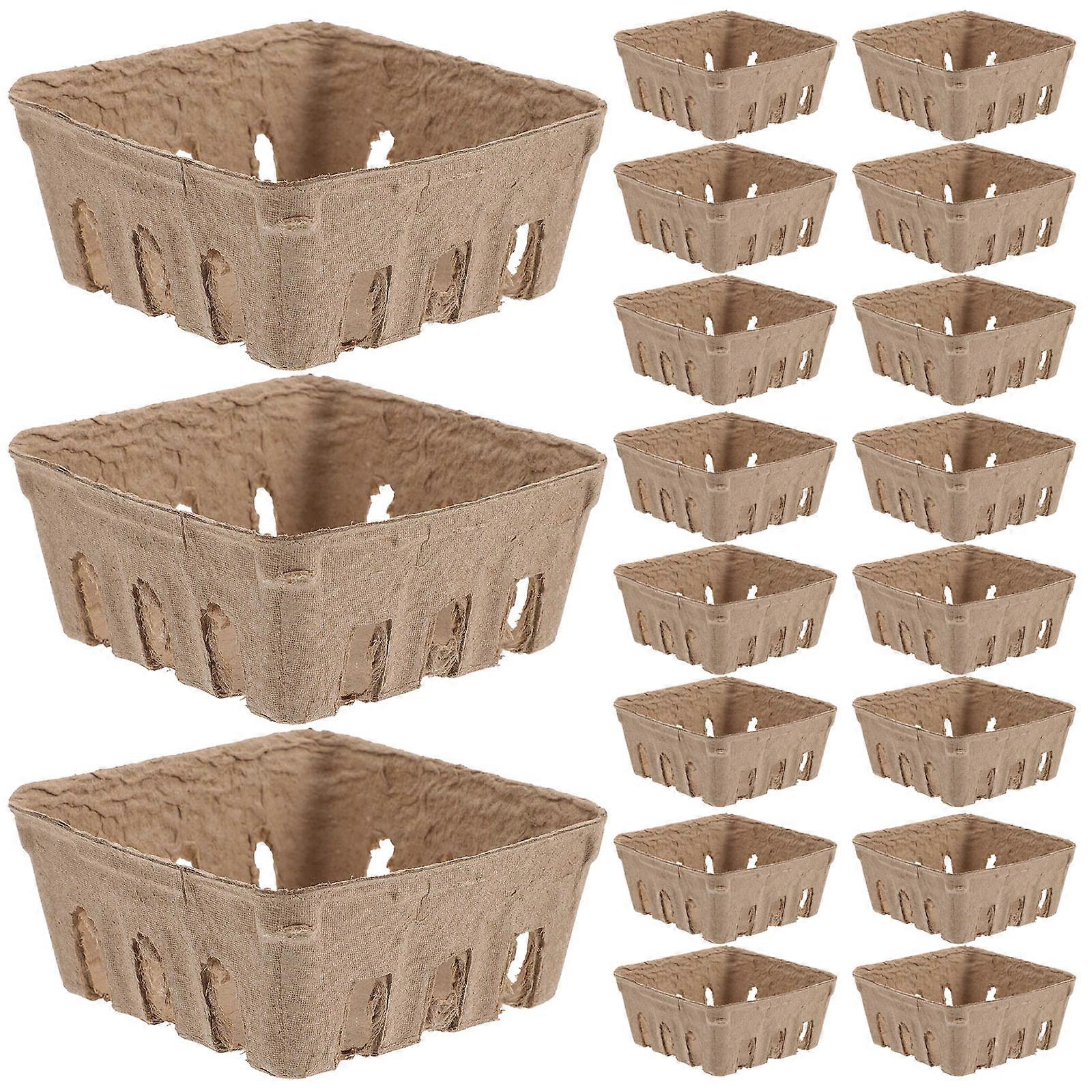 Paper Berry Basket 250 Pcs Lightweight Carry Fruit Storage For Picnic And Banquet Use Rustic Square Design Perfect For Home Decor