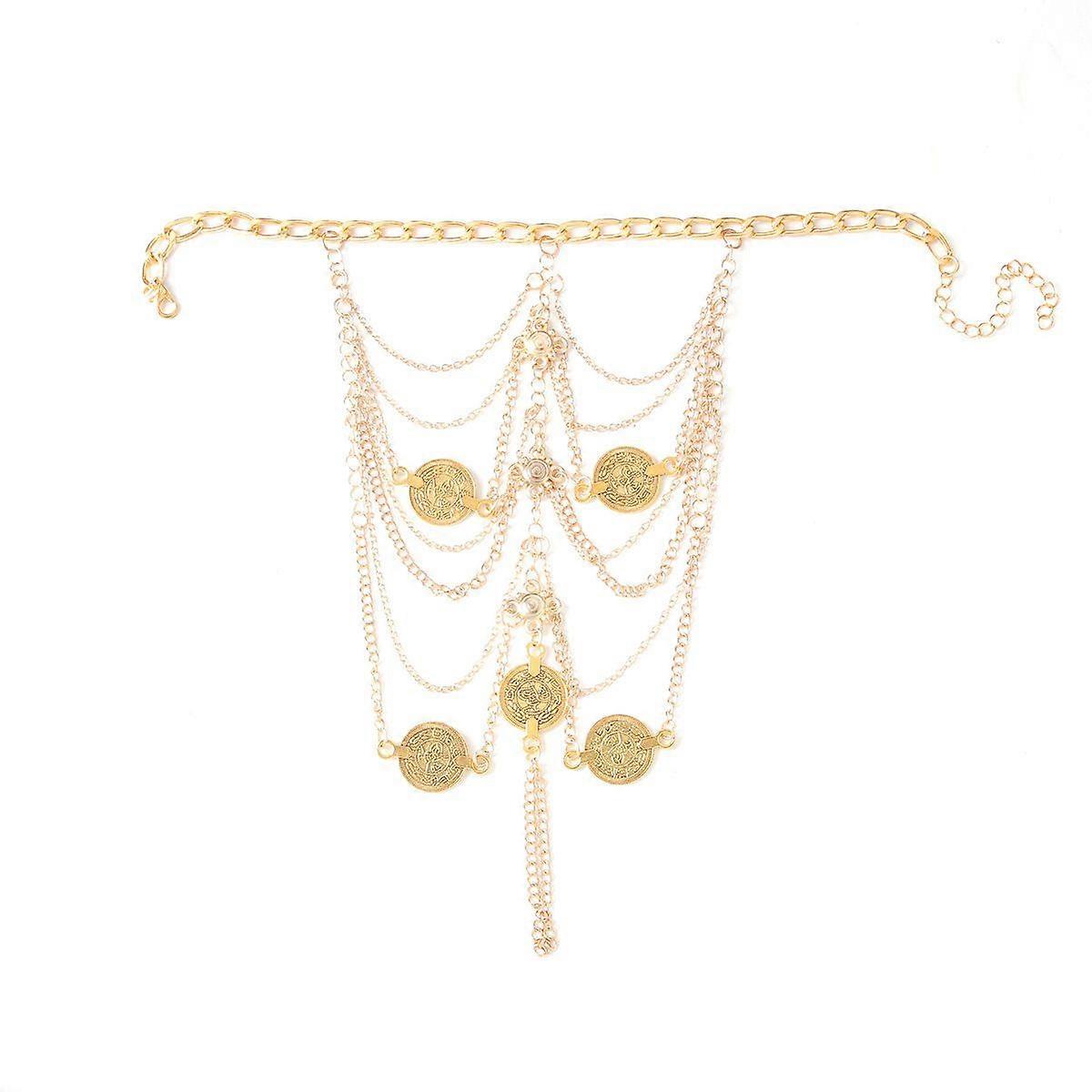 Exotic retro fashion multi-layer tassel anklet women's metal chain instep chain