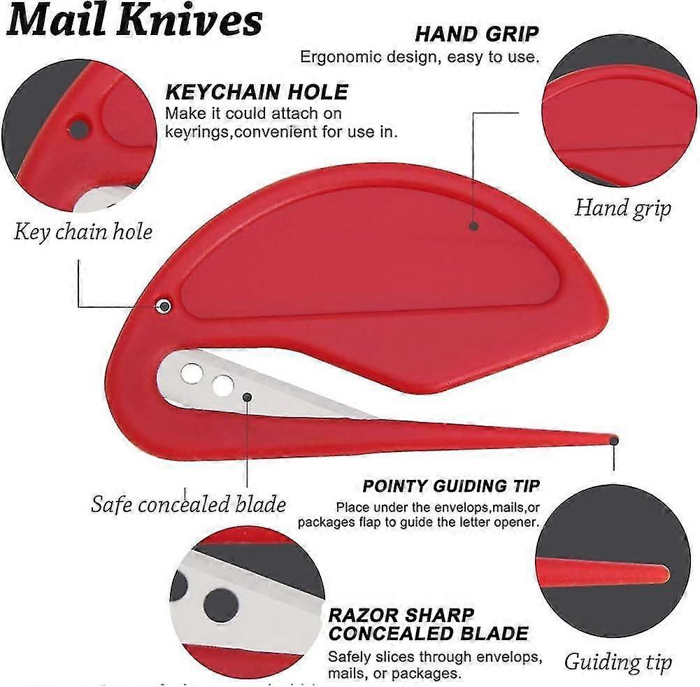 Slitter φακέλων ανοιχτήρι επιστολών, πλαστικό μαχαίρι χαρτιού λεπίδων ξυραφιών 5 τεμ γιαΦάκελος, συσκευασία, χαρτί, κουτί και ταχυδρομείο, αιχμηρή και αποτελεσματική - Ανοιχτοί φάκελοι wi