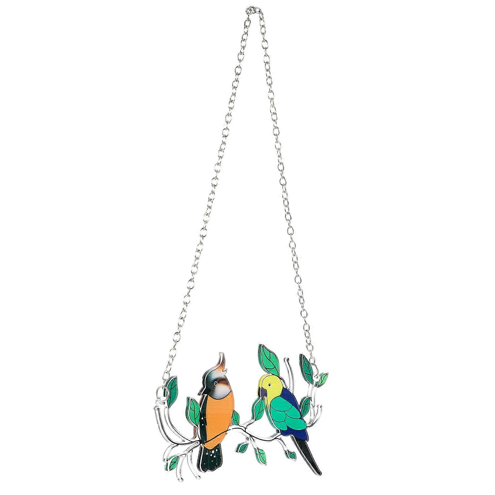 Simulation Design Multicolor Bird Wall Hanging Acrylic Art For Nature Lovers Wall And Window 2Pcs
