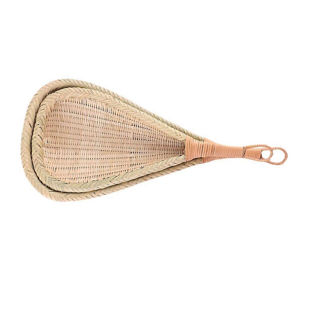Bamboo Weaving Drain Long Handle for Cooking 2Pcs Kitchen Colander