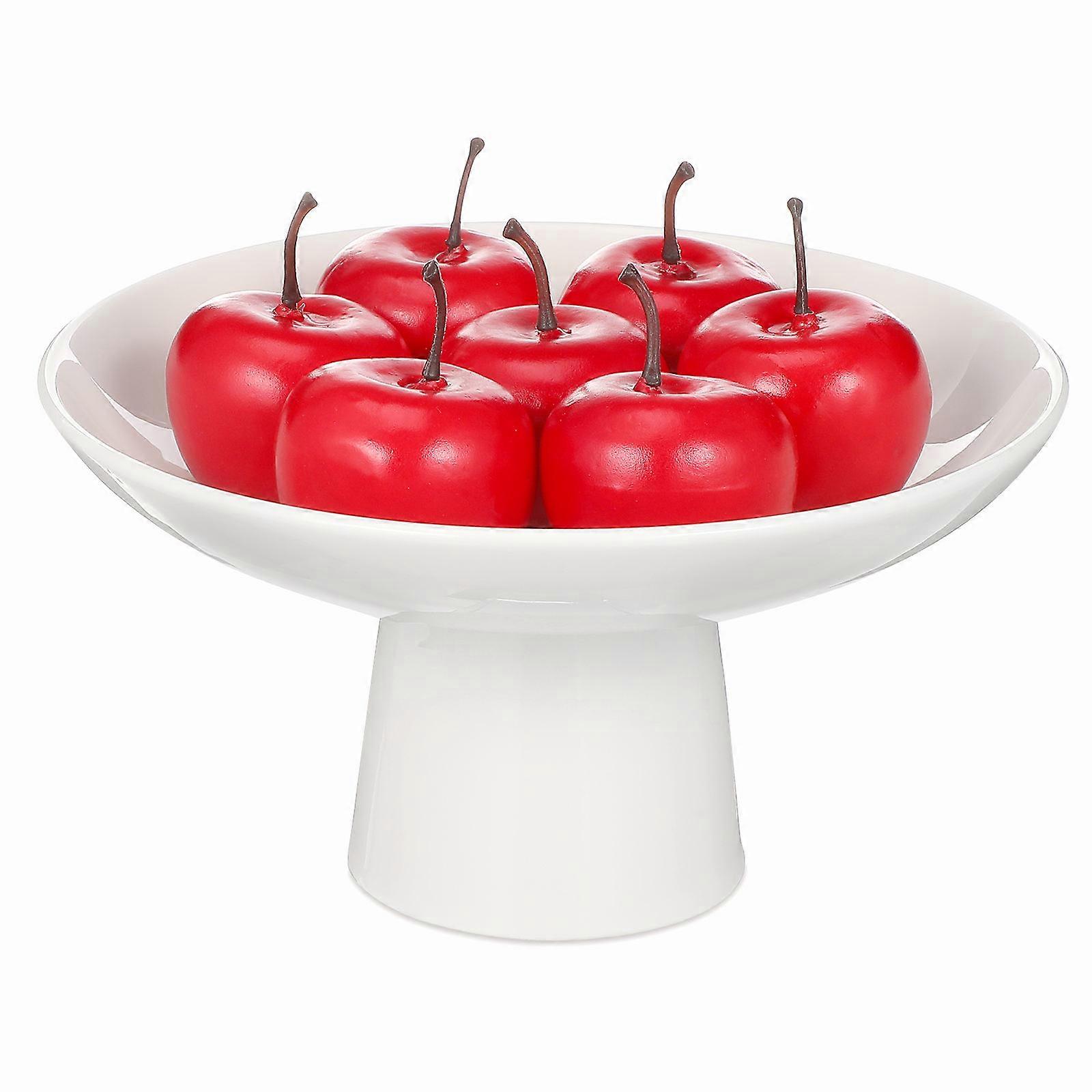 Footed Ceramic Fruit Bowl for Snack White Decorative Plate